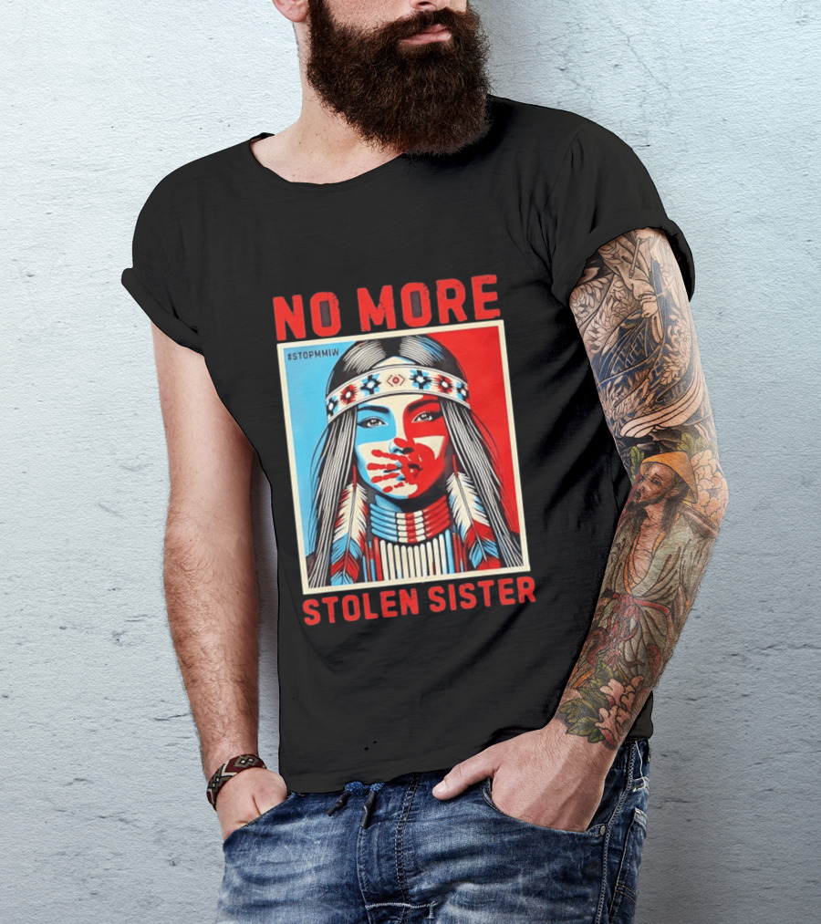 NO MORE Red Handprint STOPMMIW Stolen Sister Indigenous Awareness T-Shirt