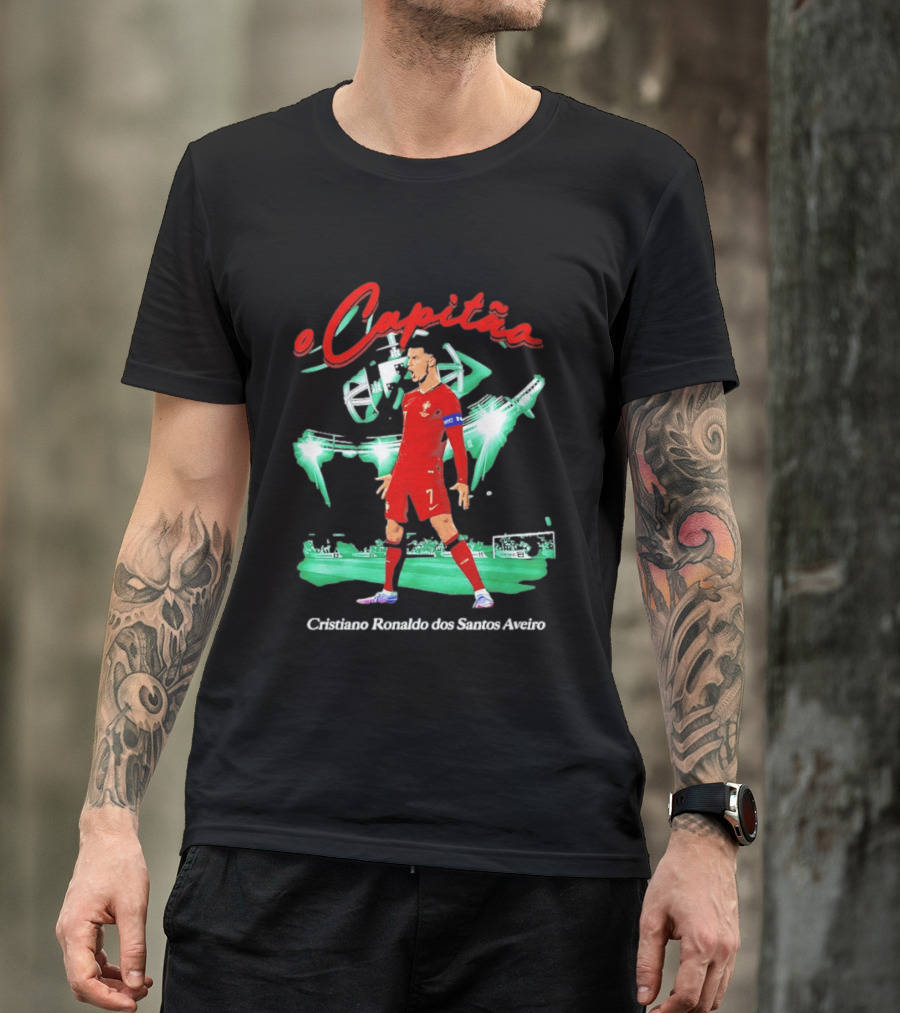 Cristiano Ronaldo O Capitão 7 Dos Santos Aveiro Celebrating Soccer Stadium T-Shirt