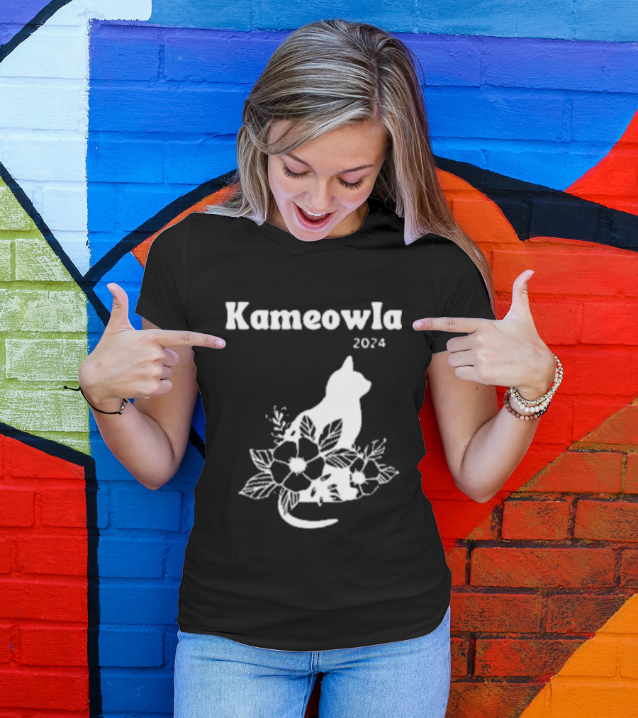 Kameowla 2024 Cat Floral Theme Kamala Cat Lady T-Shirt