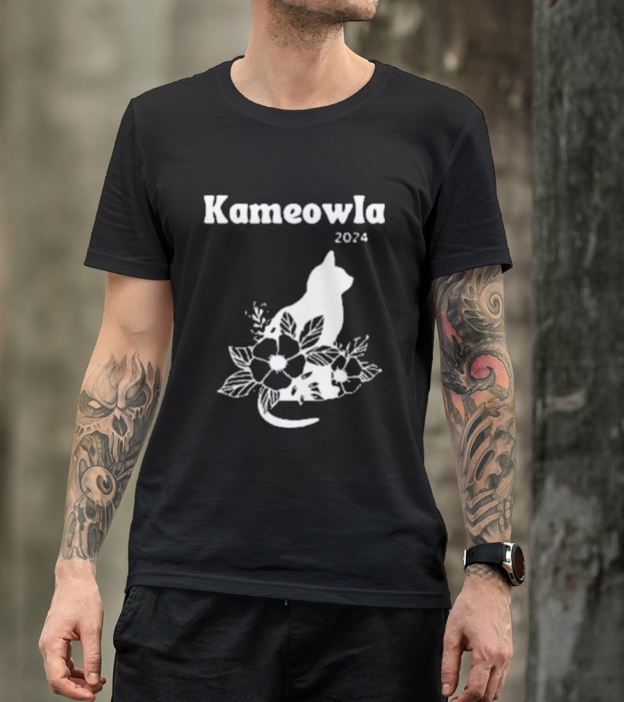 Kameowla 2024 Cat Floral Theme Kamala Cat Lady T-Shirt