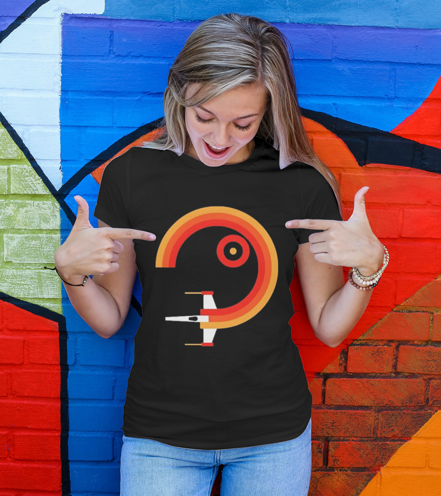 Star Wars X Wing Retro Sunset Circle T-Shirt