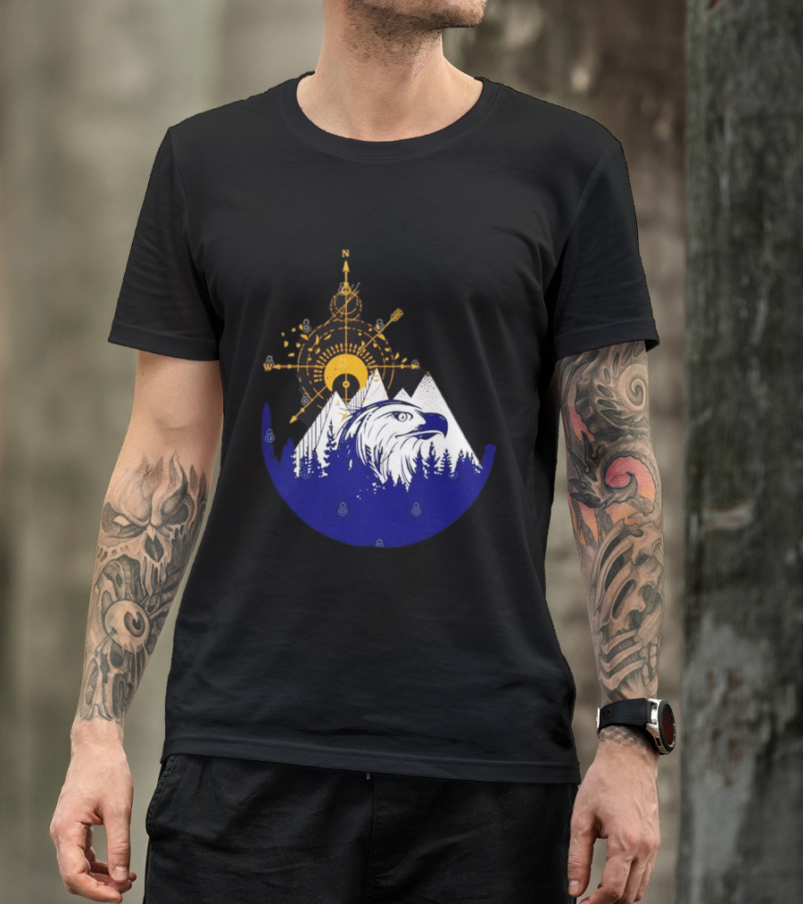 Eagle And Compass With Mountain Forest T-Shirt