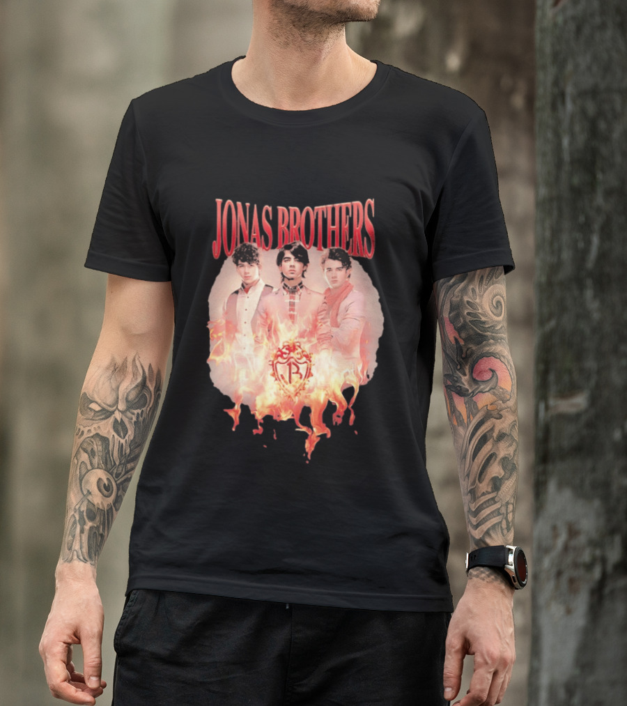 Jonas Brothers Fire Flame Trio Band Photography T-Shirt