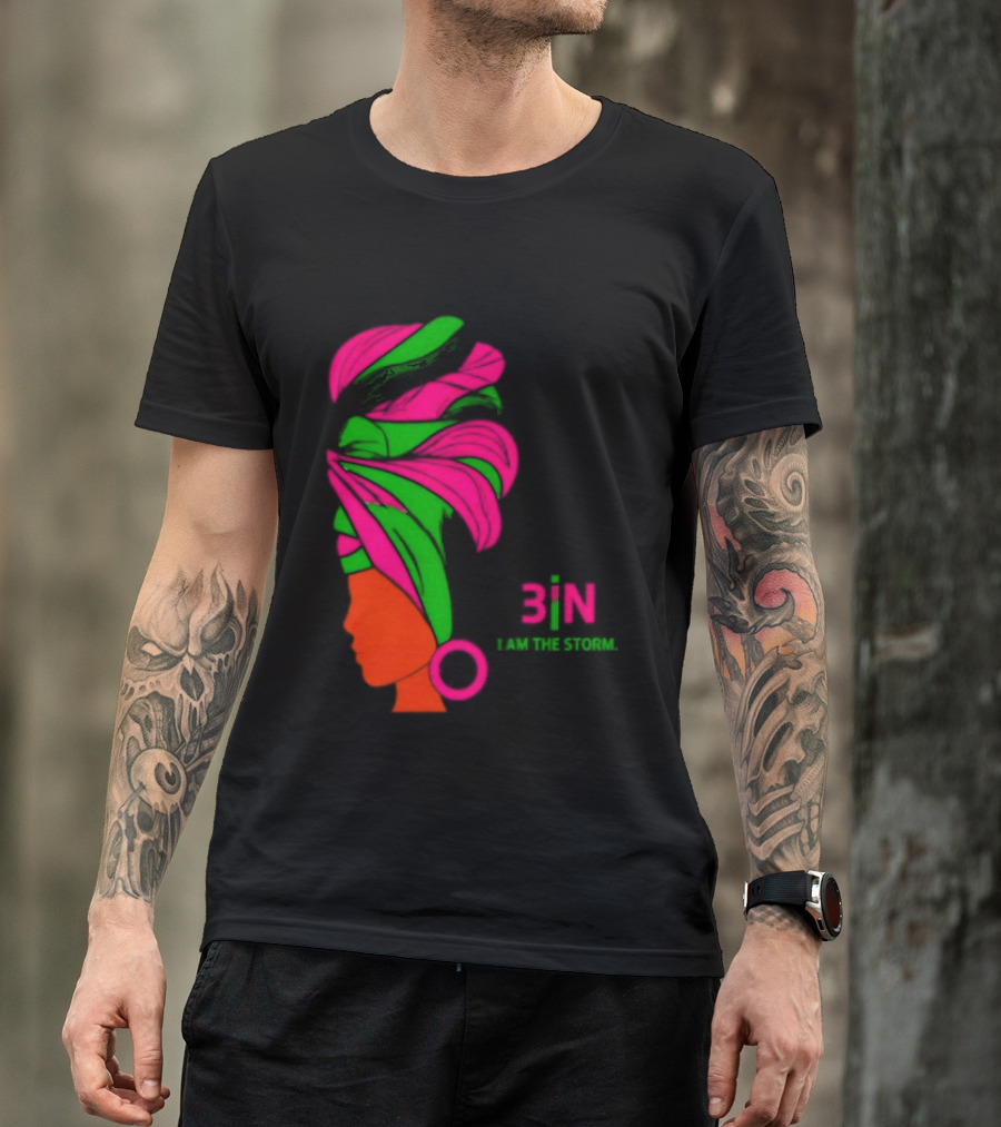 3In I Am The Storm Black Woman Headwrap Lashing Enerol T-Shirt