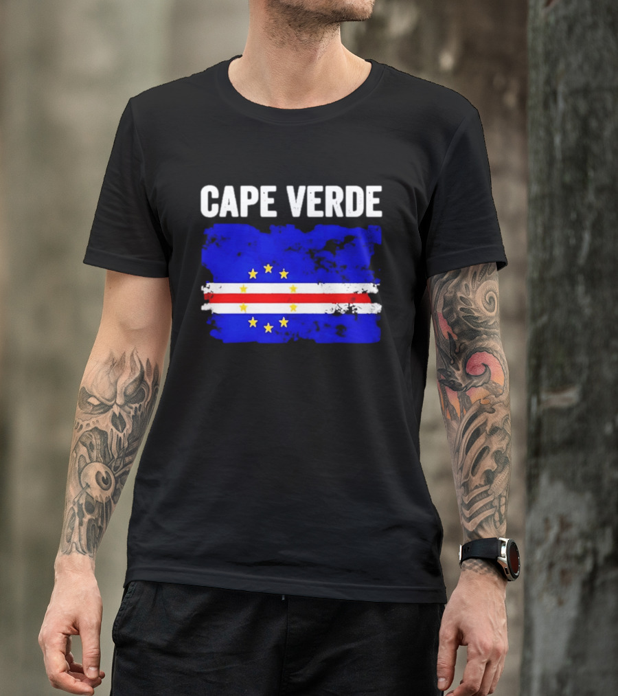 Cape Verde Distressed Flag Design Six Yellow Stars T-Shirt