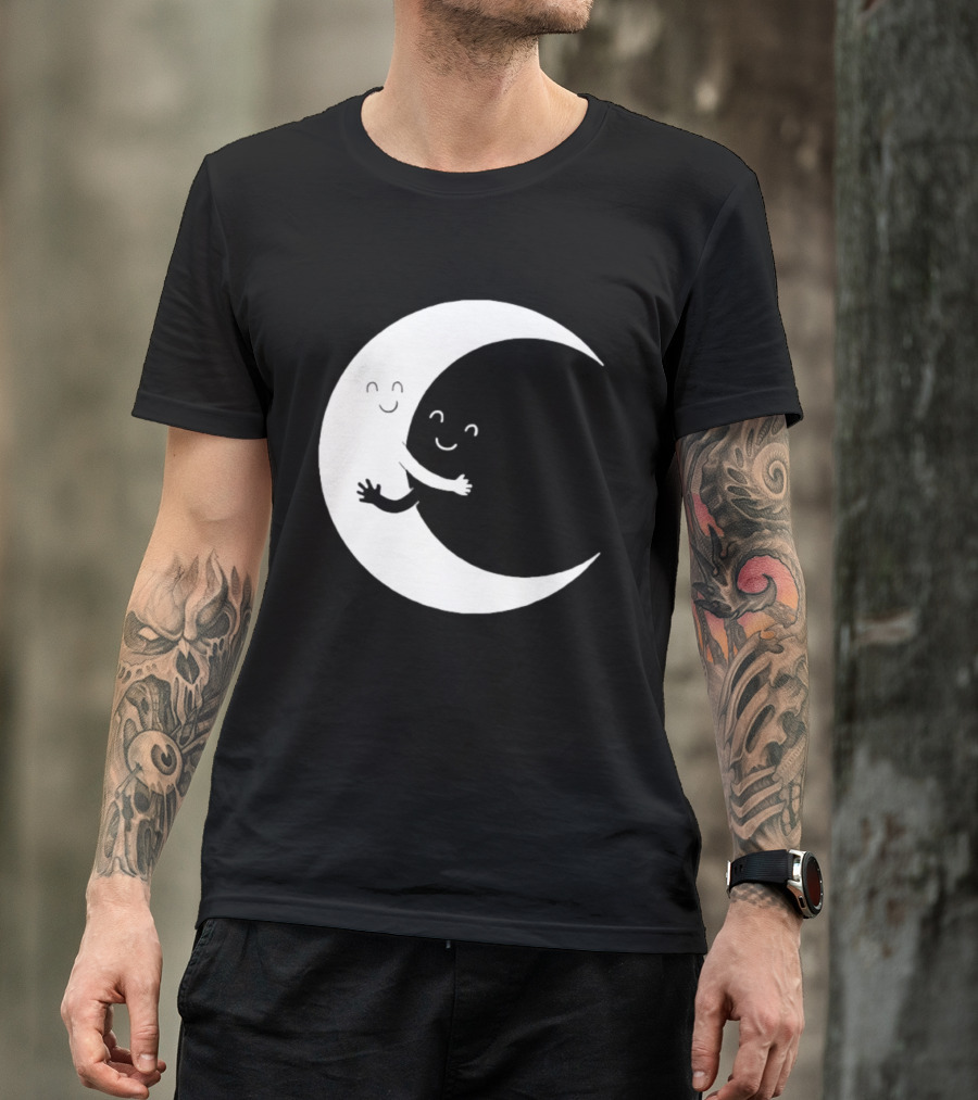 Celestial Hugging Moon Crescent Night Sky Space T-Shirt