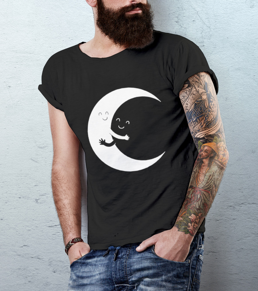 Celestial Hugging Moon Crescent Night Sky Space T-Shirt