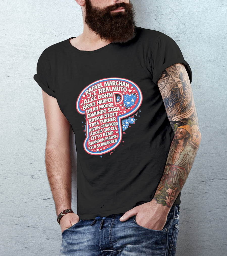 Rafael Marchan JT Realmuto Alec Bohm Bryce Harper Philadelphia Phillies T-Shirt