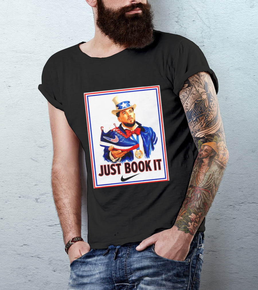Just Book It Devin Booker Uncle Sam Gold Medal Nike Sneaker T-Shirt