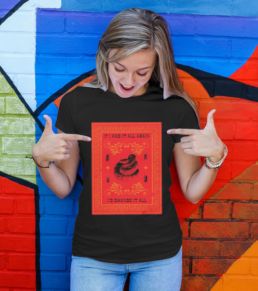 If I Had It All Again I'd Change It All Rattlesnake Western Red Bandana T-Shirt