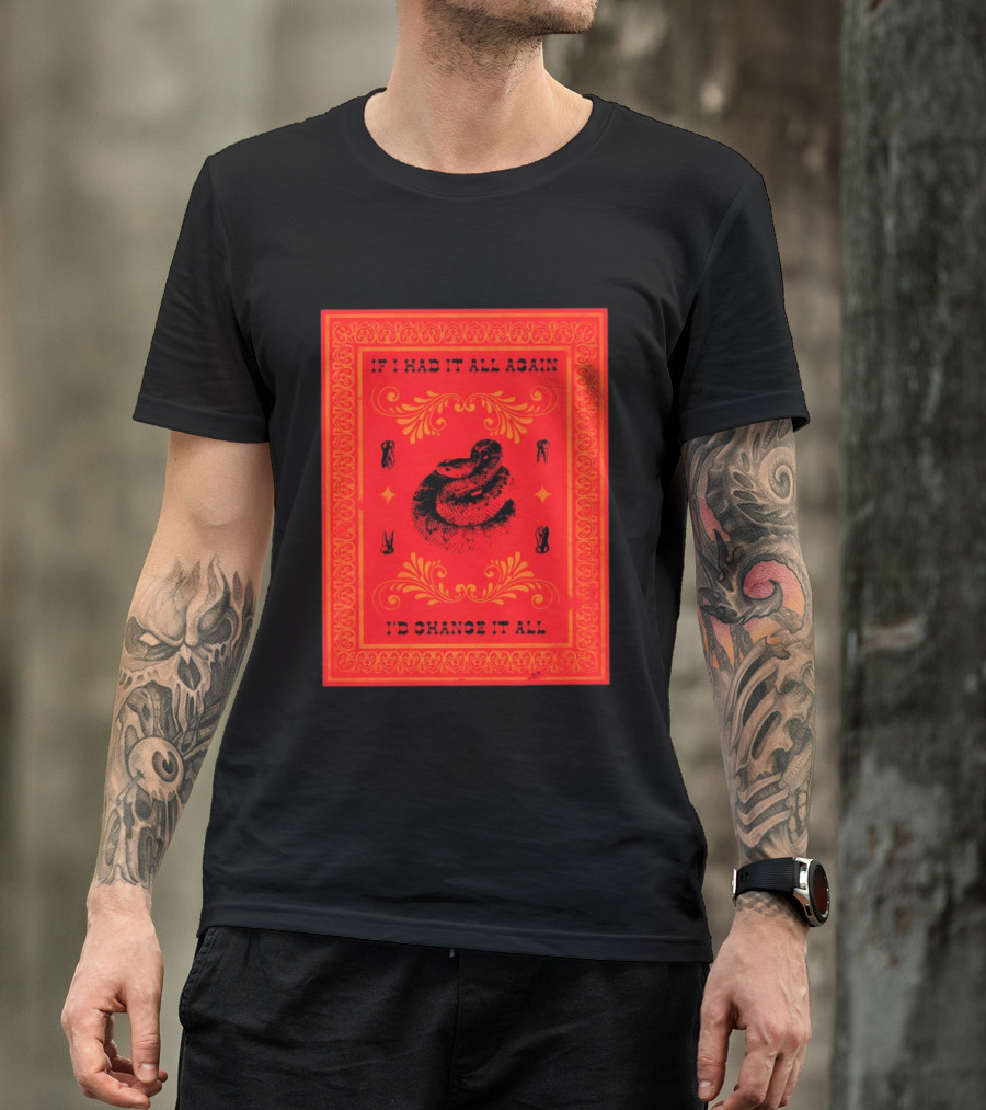 If I Had It All Again I'd Change It All Rattlesnake Western Red Bandana T-Shirt