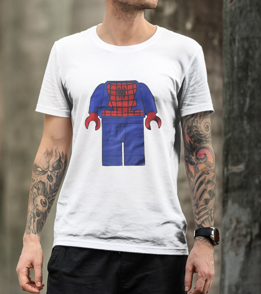 Lego Spider Man Minifigure Marvel Super Hero Iconic Costume Red And Blue Suit T-Shirt
