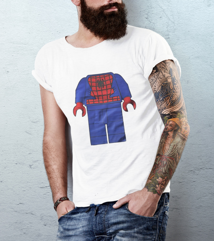 Lego Spider Man Minifigure Marvel Super Hero Iconic Costume Red And Blue Suit T-Shirt