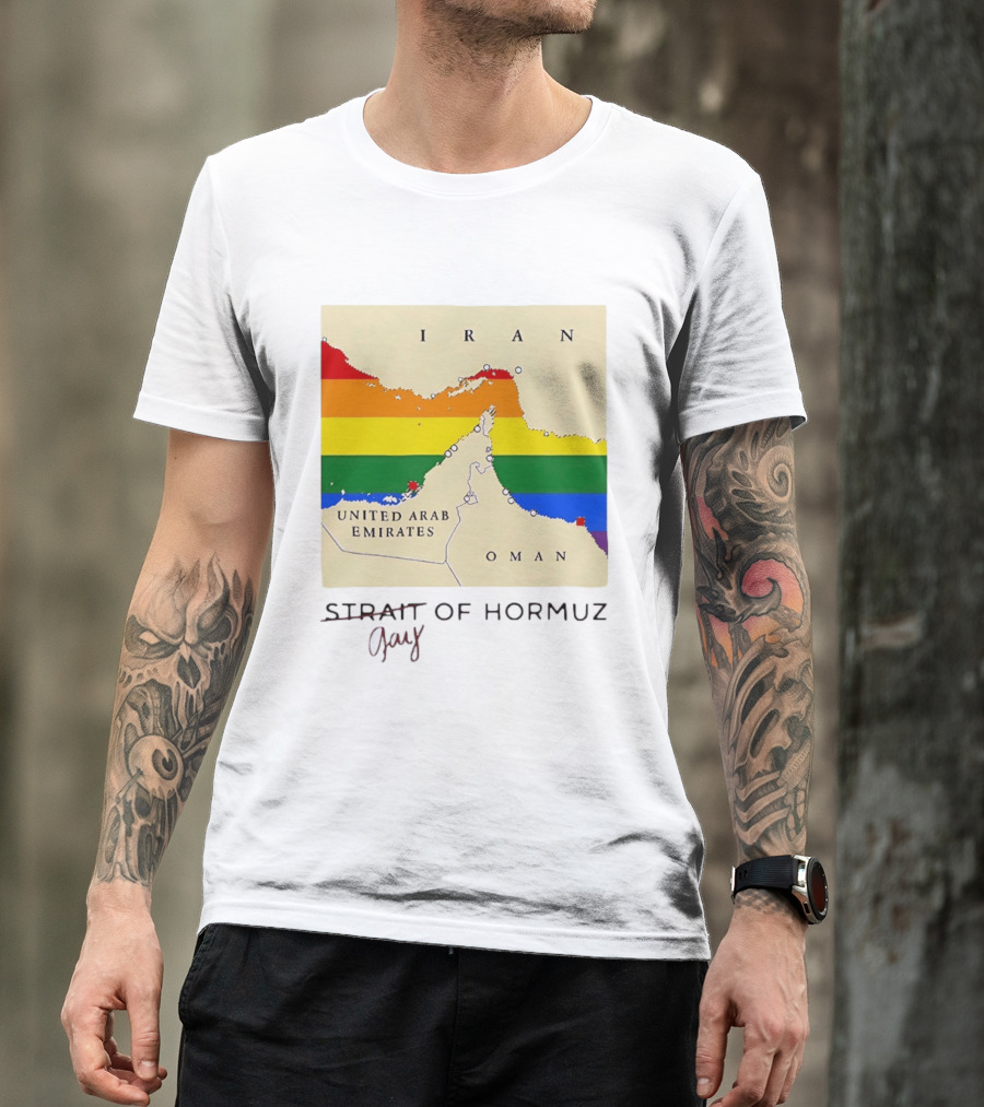 Strait Of Hormuz Map Pride Rainbow Gay Wordplay Pun T-Shirt