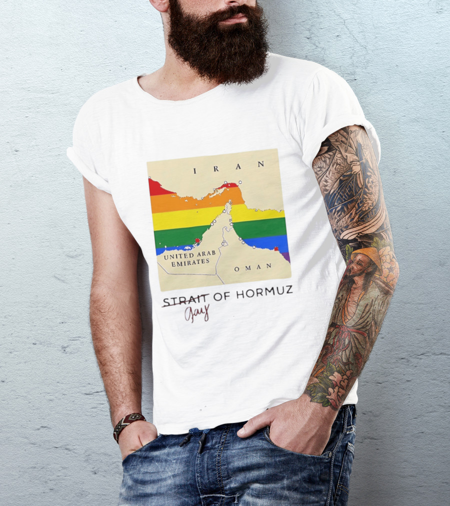 Strait Of Hormuz Map Pride Rainbow Gay Wordplay Pun T-Shirt