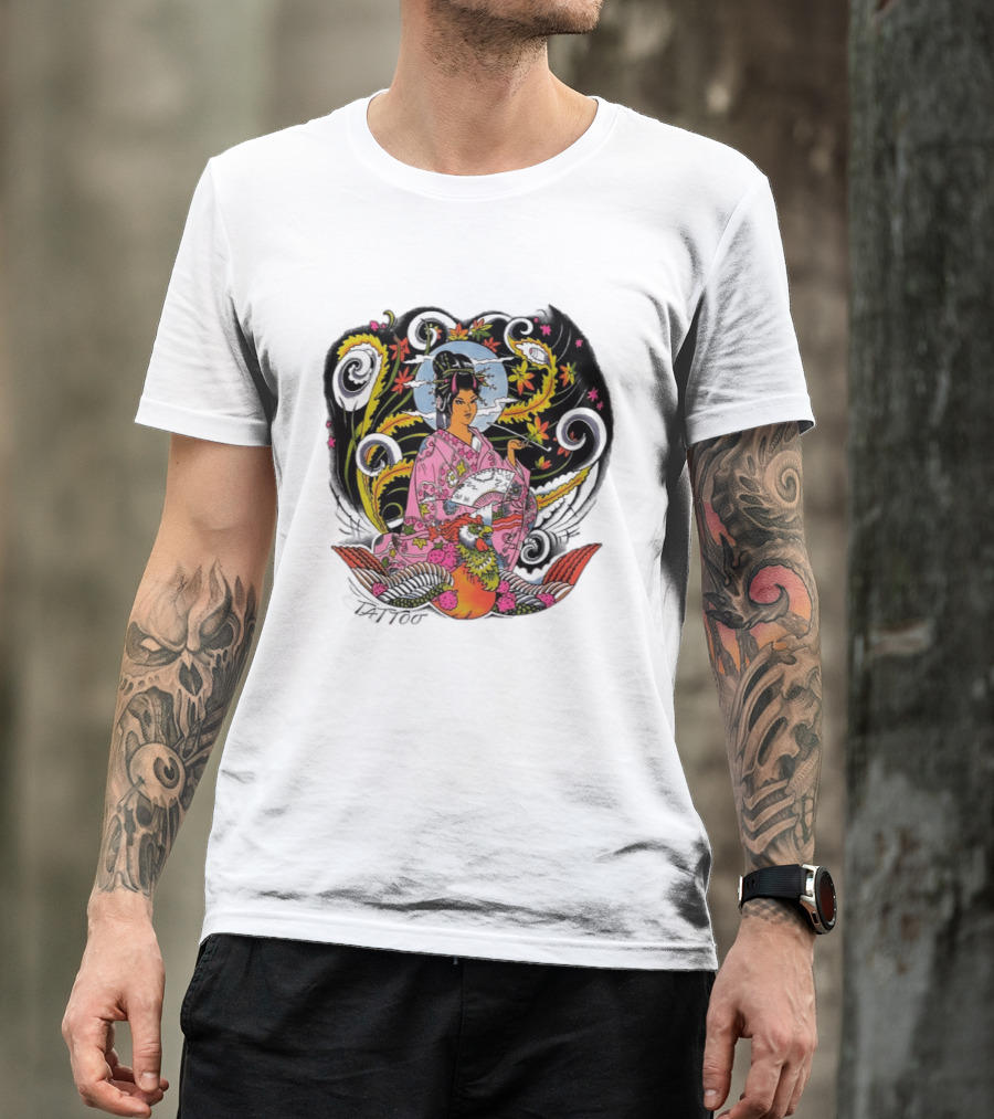 Geisha Tattoo Japanese Traditional Phoenix Kimono T-Shirt