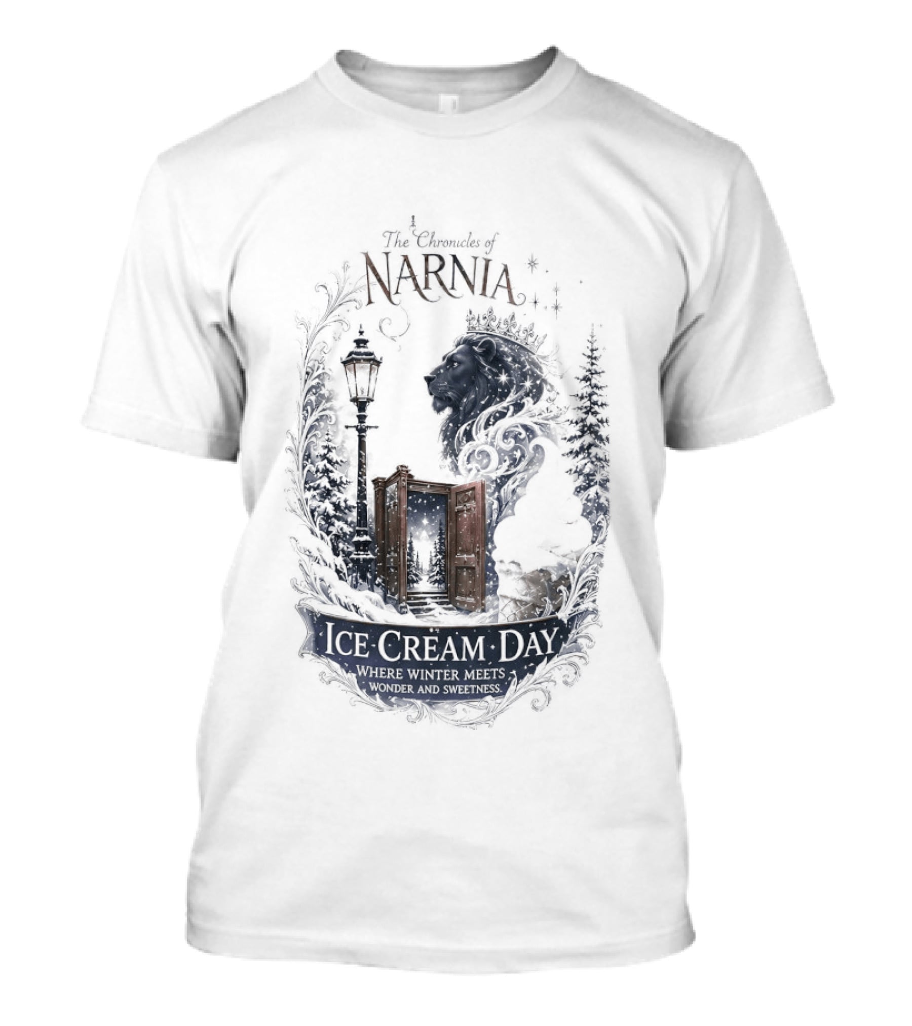 Narnia Ice Cream Day Winter Meets Wonder Aslan Wardrobe T-Shirt