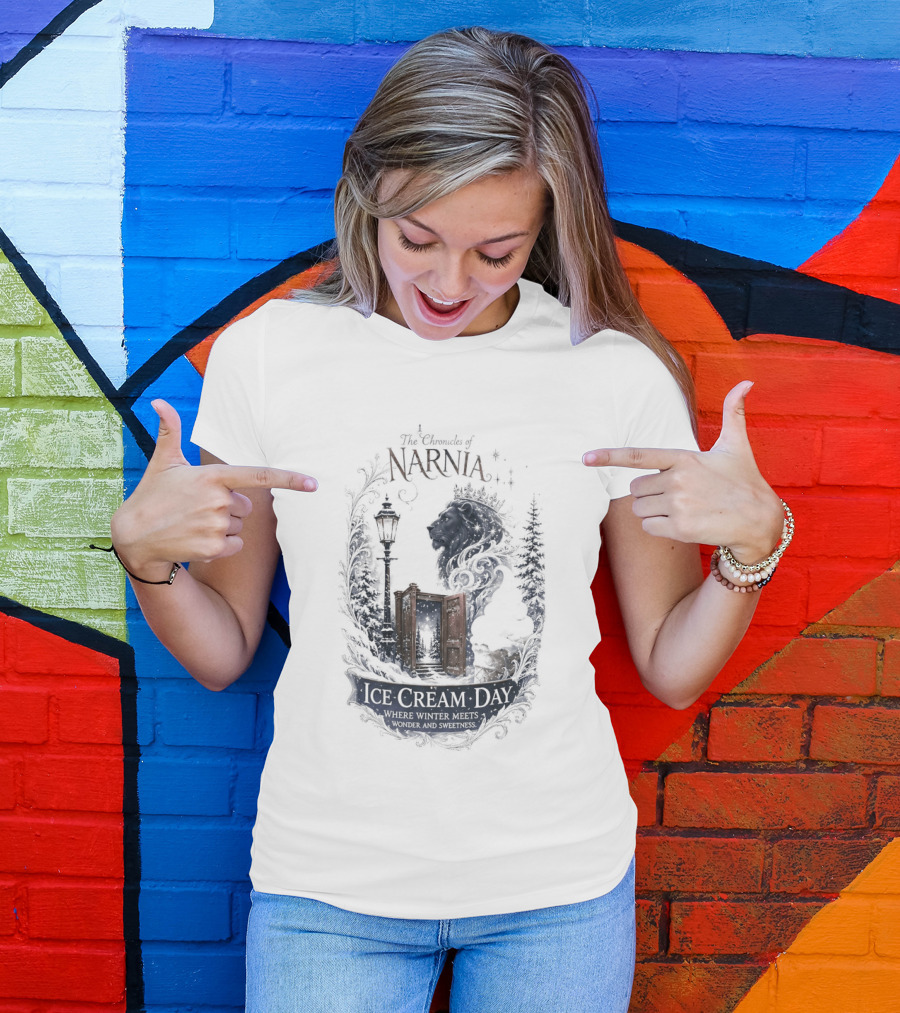 Narnia Ice Cream Day Winter Meets Wonder Aslan Wardrobe T-Shirt