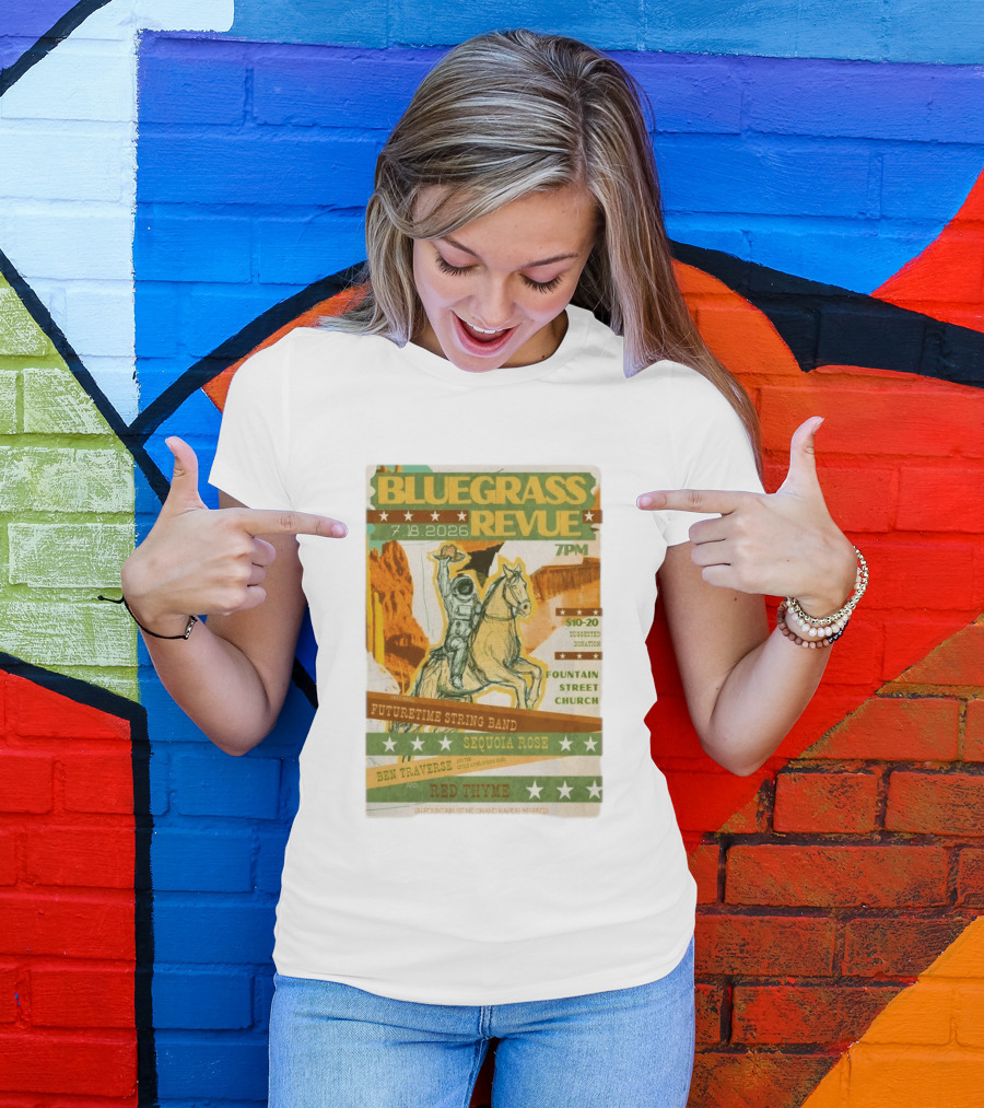 Bluegrass Revue Grand Rapids MI July 18 2026 Futuretime String Band Sequoia Rose Red Thyme T-Shirt