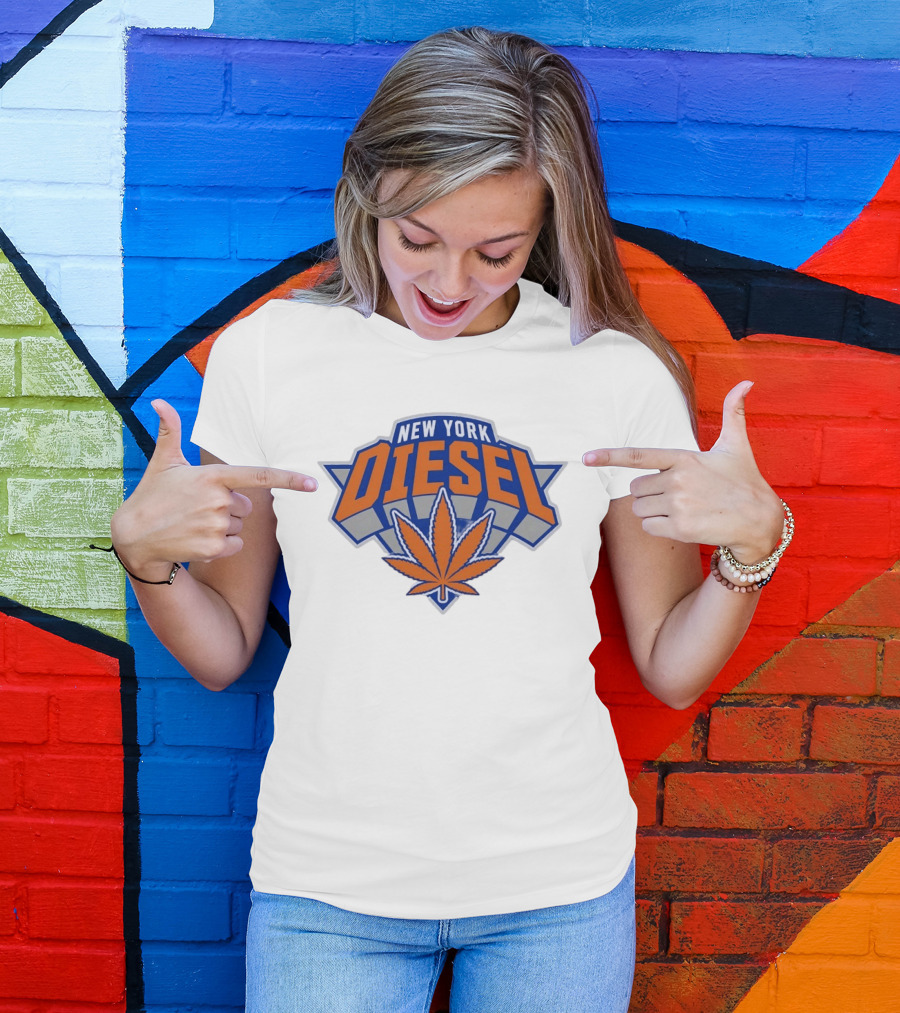 New York Diesel Cannabis Knicks Weed Leaf Basketball T-Shirt