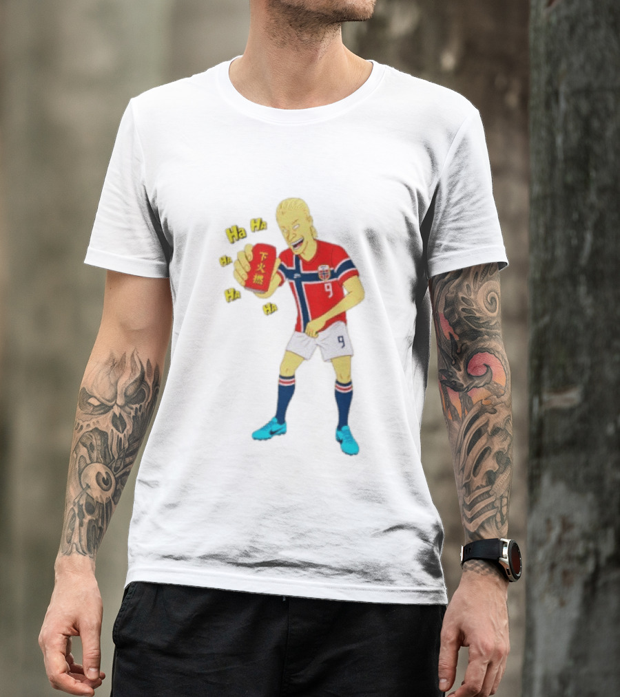 Erling Haaland Norway No 9 Laughing Cartoon Style Bootleg T-Shirt