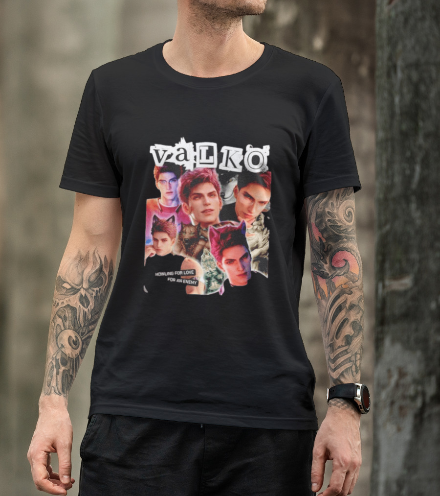 Valko Howling For Love For An Enemy Collage Wild Wolf Aesthetic T-Shirt