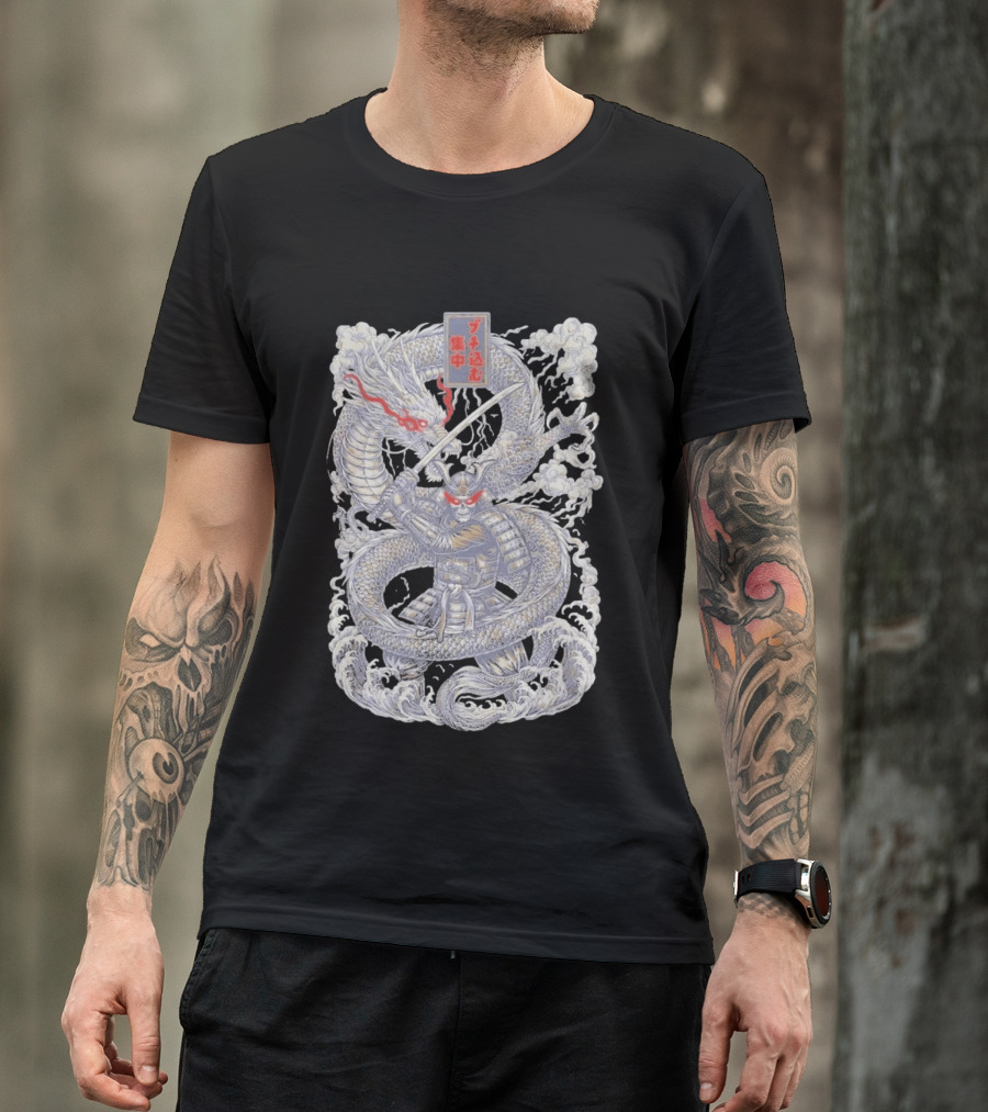 Zero Foxtrot Focused Fury Samurai Dragon Japanese Kanji T-Shirt