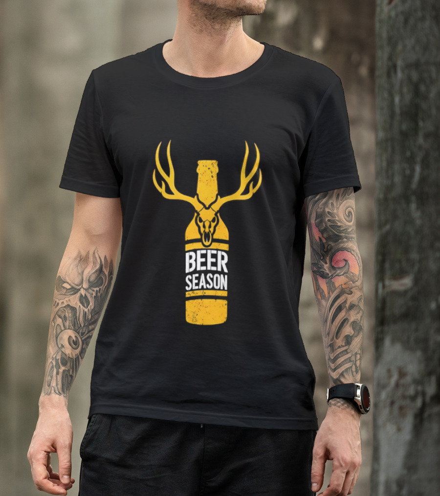Beer Season Deer Antlers Bottle Hunting T-Shirt