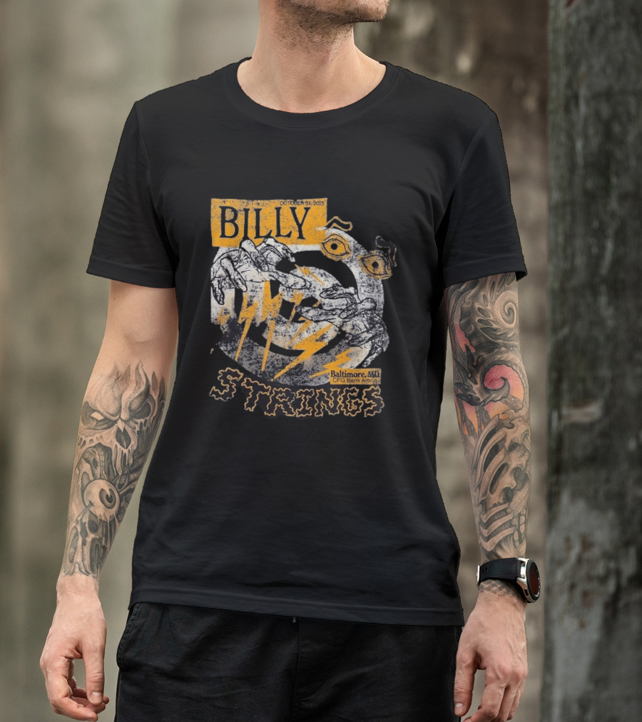 Billy Strings October 31 2023 Baltimore MD CFG Bank Arena Spooky Lightning And Hands T-Shirt
