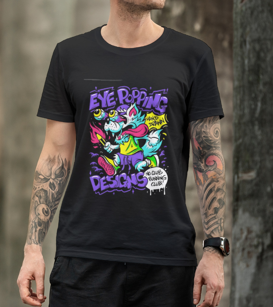 Eye Popping Wolf Hand Drawn No Club Running Club T-Shirt