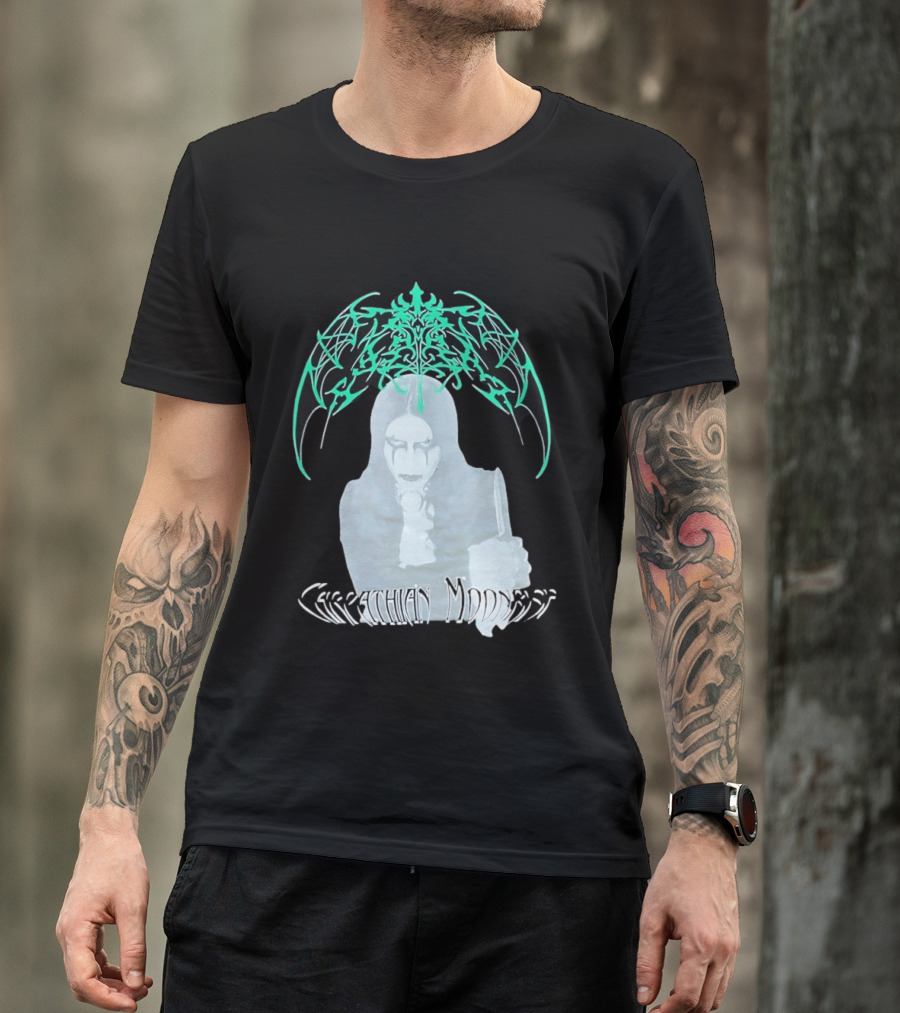 Carpathian Moonrise Hooded Figure With Knife Metal Band T-Shirt
