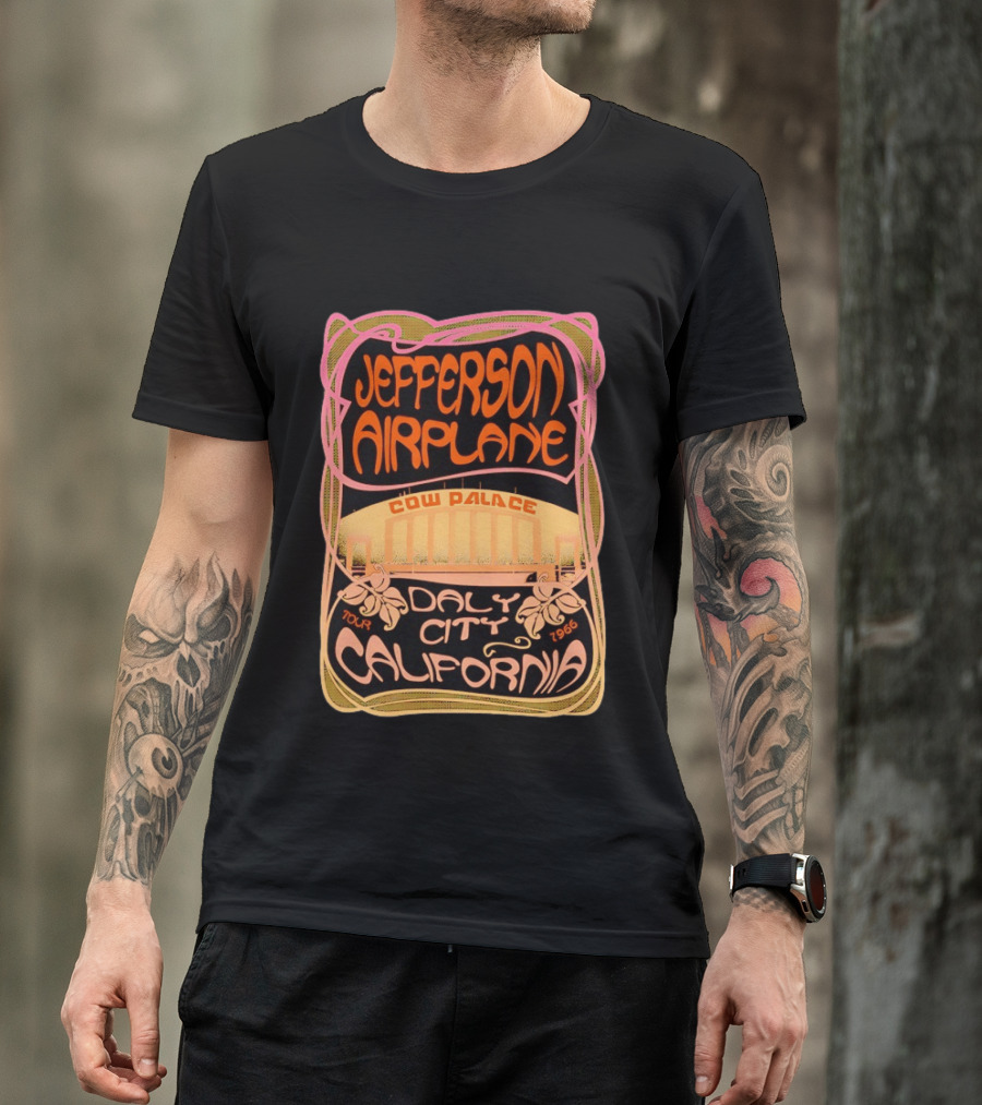 Jefferson Airplane Cow Palace Daly City California 1966 Tour Psychedelic T-Shirt