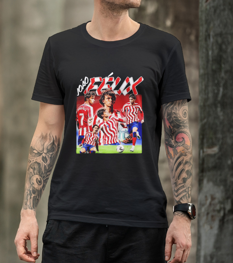 Joao Felix Atletico Madrid Number 7 Soccer Star Collage T-Shirt