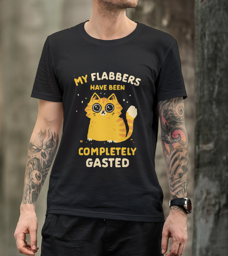 Shocked Cartoon Cat My Flabbers Have Been Completely Gasted T-Shirt