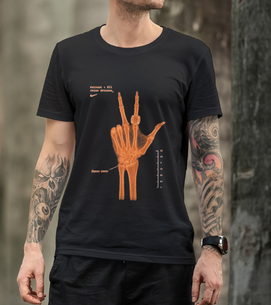 New York Knicks Jalen Brunson X Ray Nike 13 Wrist Surgery T-Shirt