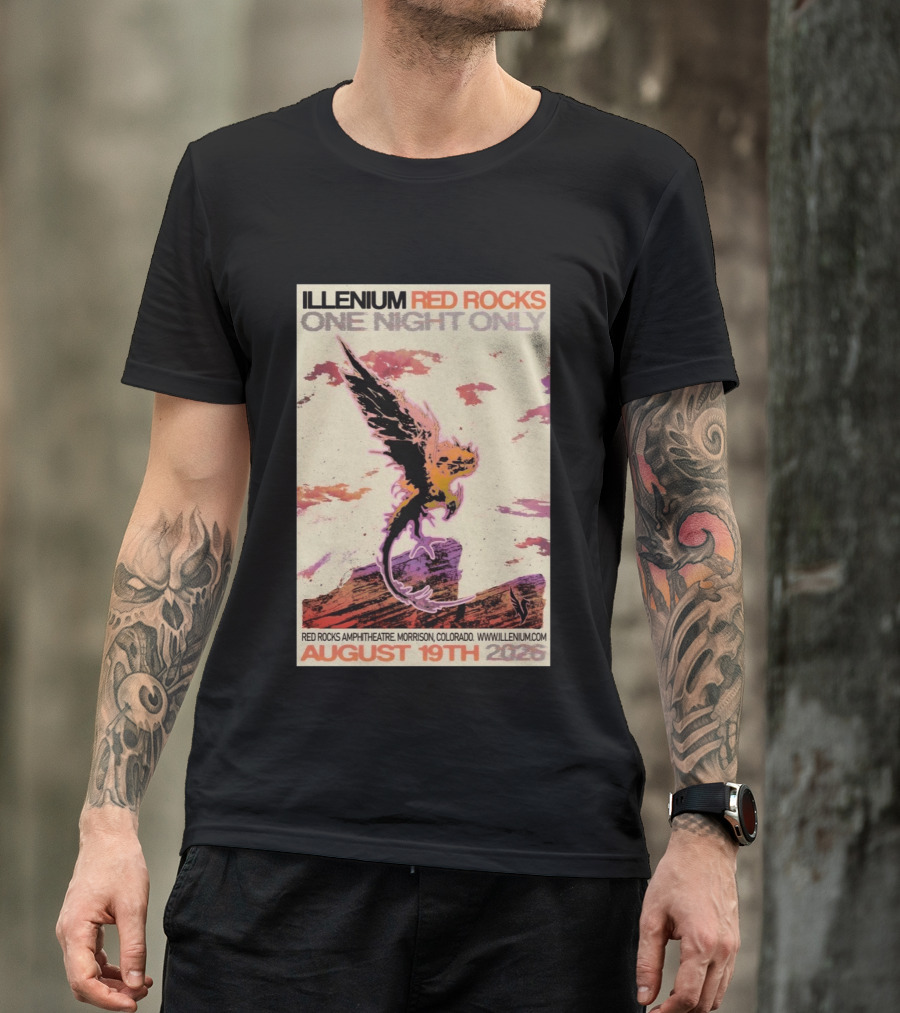 Illenium Red Rocks One Night Only August 19th 2026 Red Rocks Amphitheatre Morrison Colorado Www.illenium.com T-Shirt
