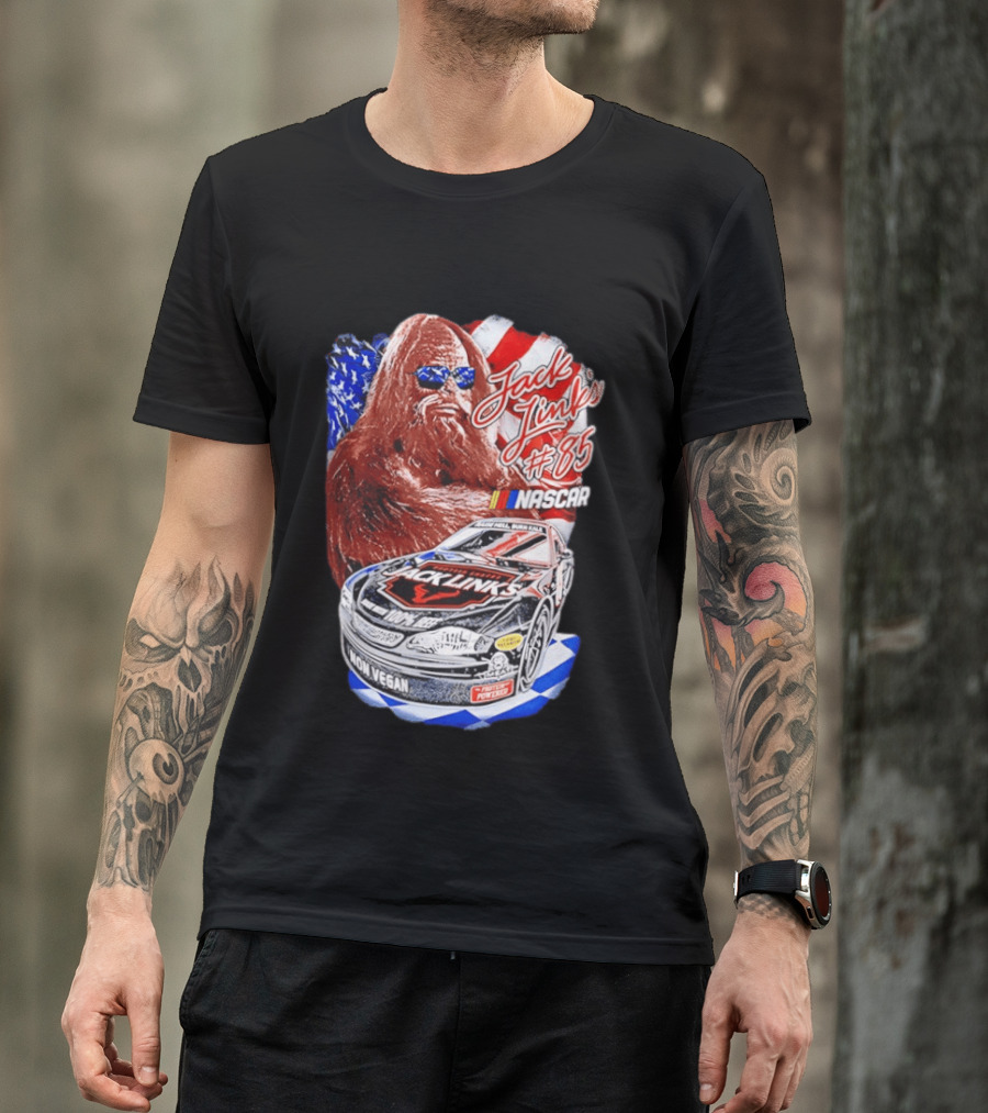 Jack Link's Bigfoot #85 NASCAR American Flag Non Vegan T-Shirt