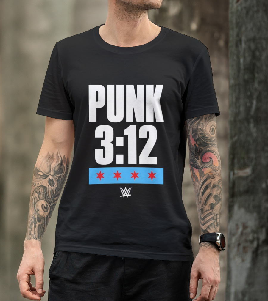 Punk 3 12 WWE CM Punk Wrestling Star Logo Four Red Stars T-Shirt