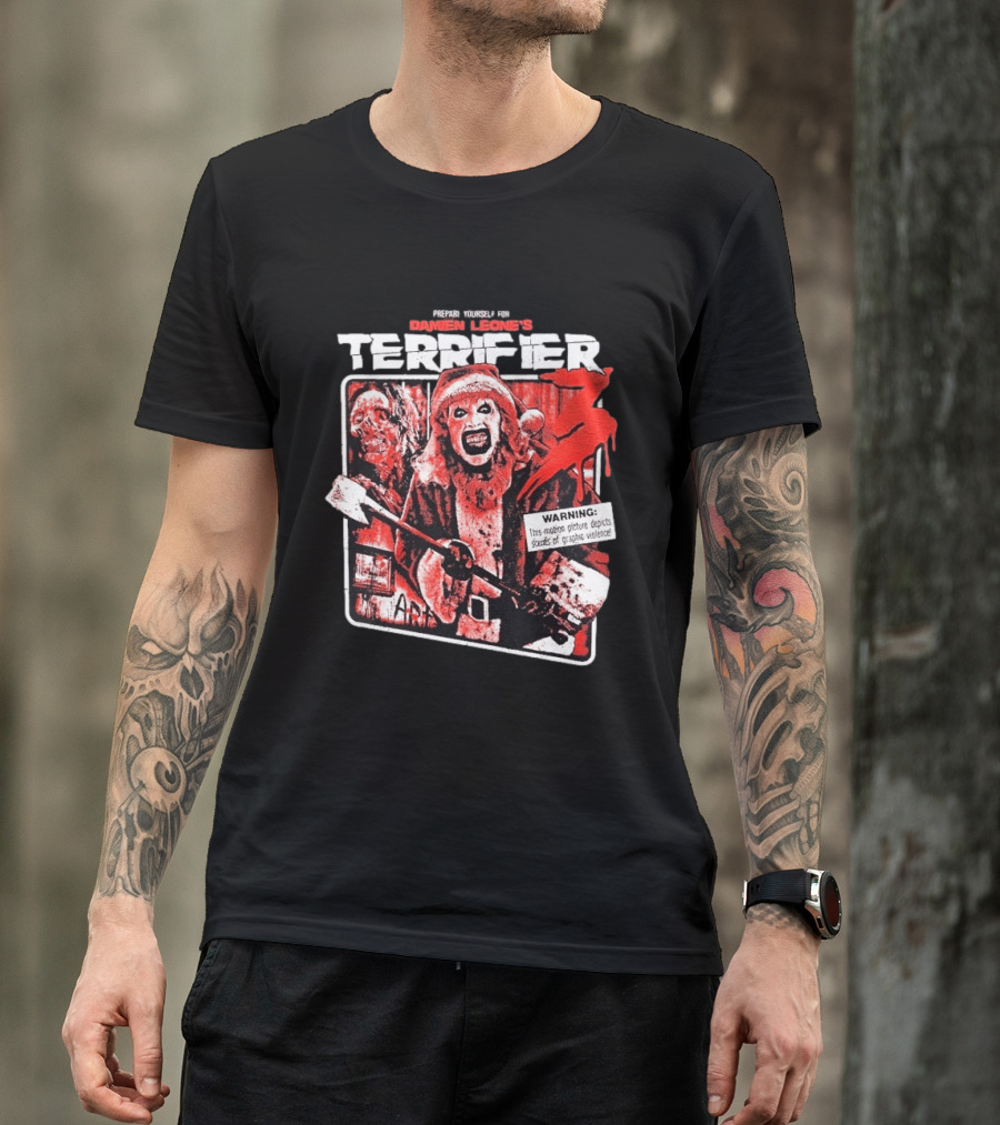 Damien Leone's Terrifier 3 Prepare Yourself Unrated Warning Graphic Violence T-Shirt