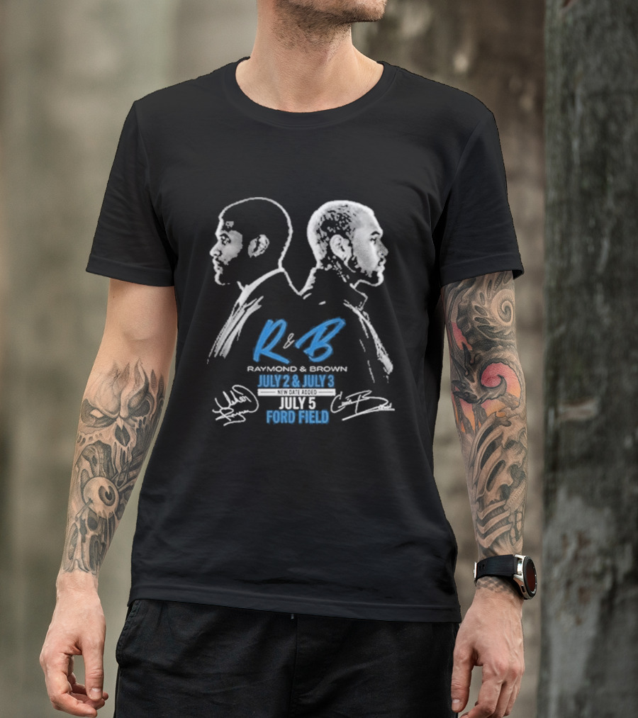 Detroit Lions Usher Raymond & Chris Brown 2026 The R&B Tour T-Shirt