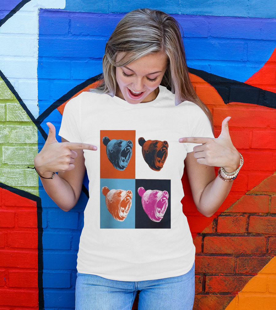 Chicago Bears 2026 Draft Party Pop Art Bear Heads Color Variations T-Shirt