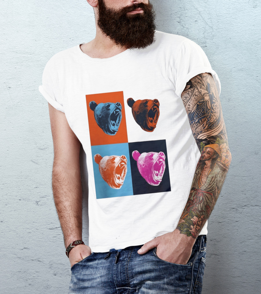 Chicago Bears 2026 Draft Party Pop Art Bear Heads Color Variations T-Shirt