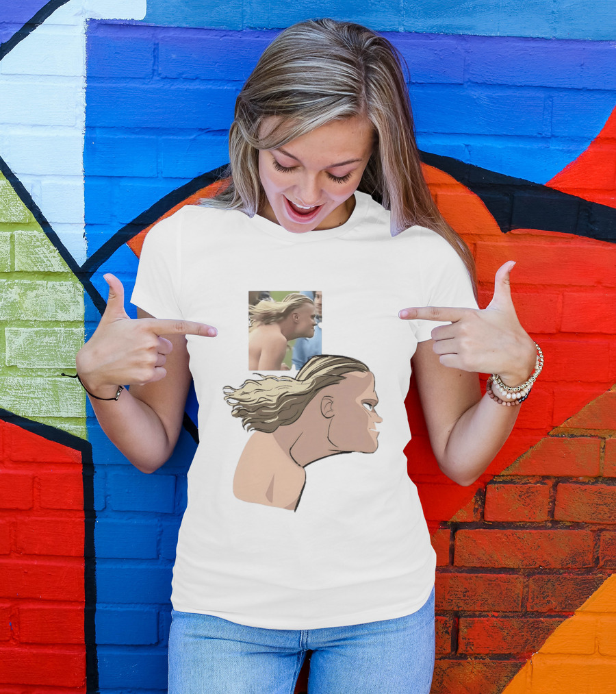 Erling Haaland Long Hair Meme Jawline Football Flowing Hairstyle T-Shirt