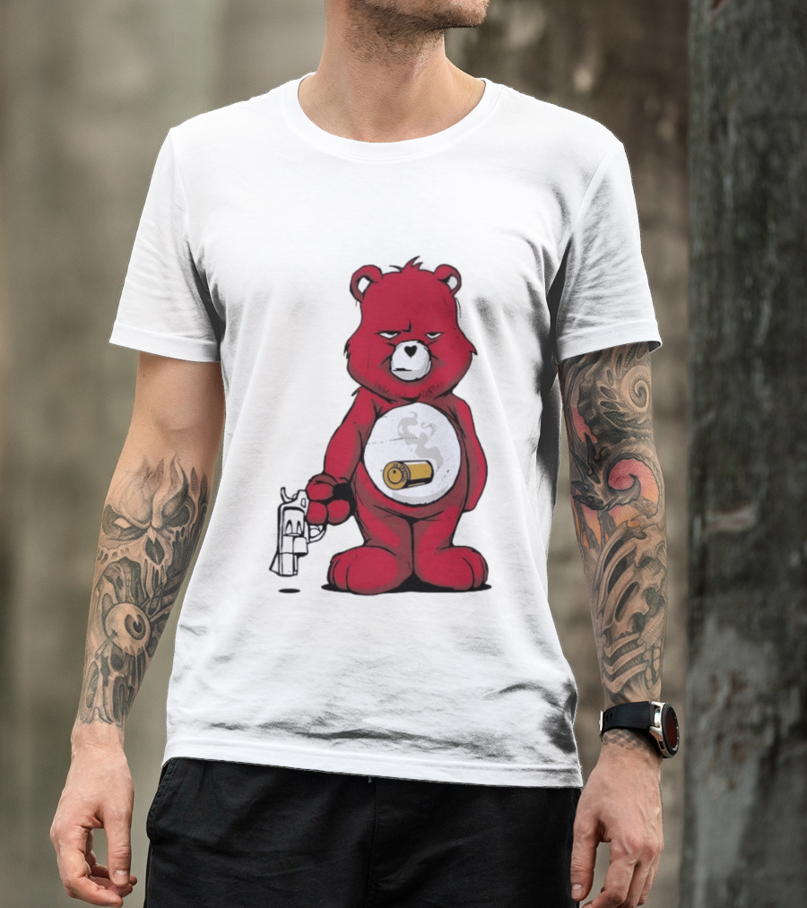 Red Bear With Revolver .38 Special Bullet Smoke T-Shirt