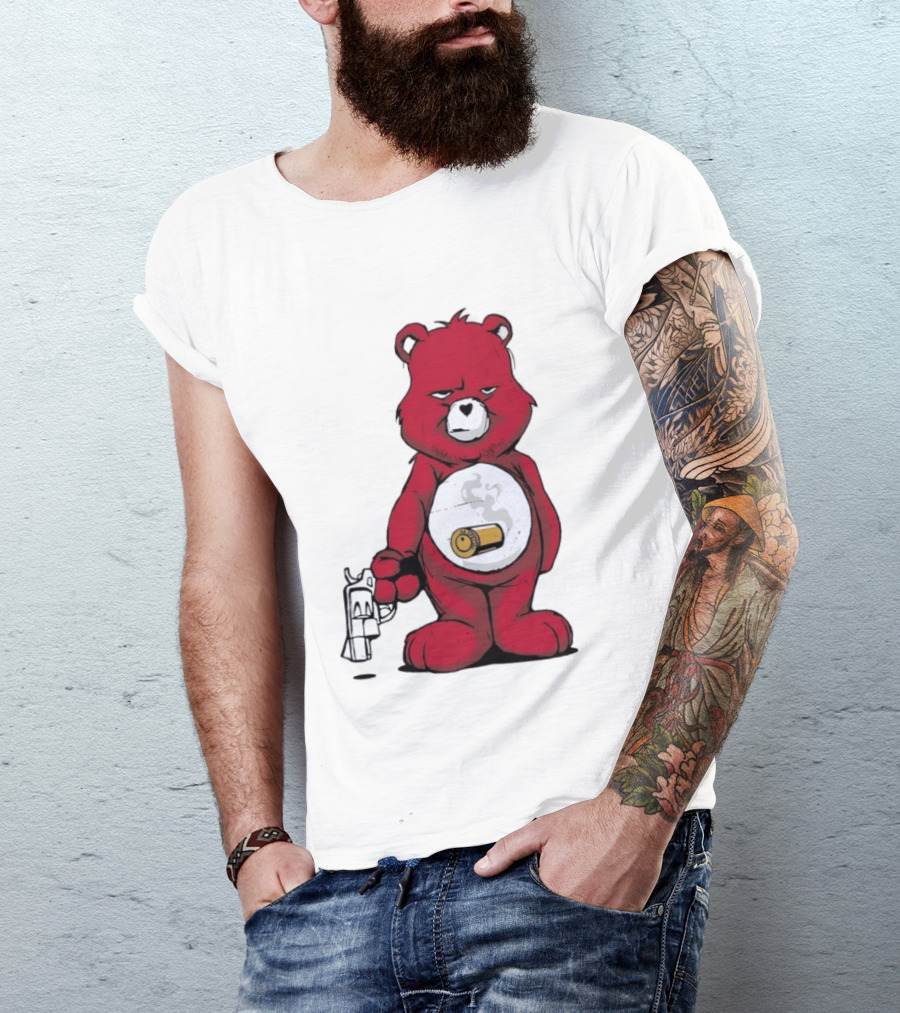 Red Bear With Revolver .38 Special Bullet Smoke T-Shirt