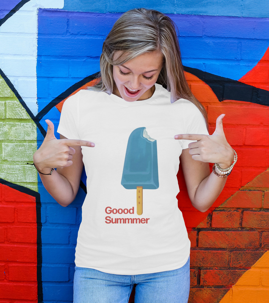 Popsicle Goood Summmer EEE Blue Ice Cream Treat T-Shirt