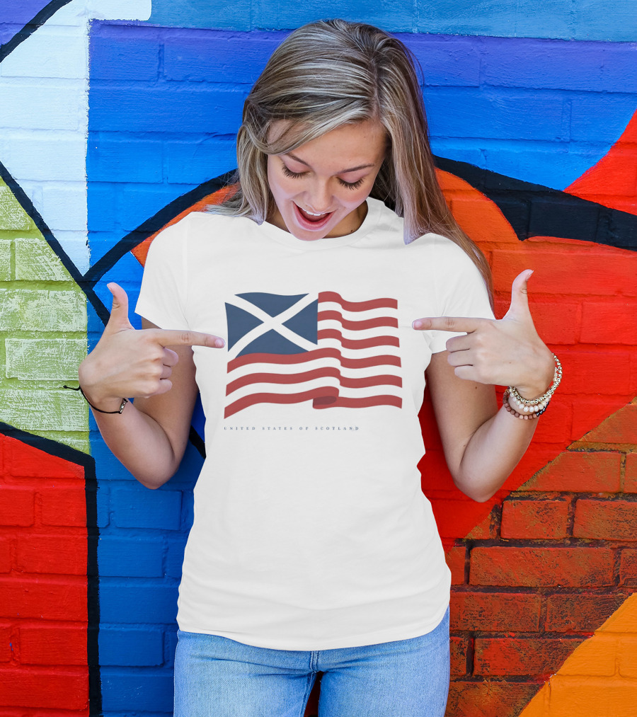 United States Of Scotland Flag USA Scottish American Symbol Mashup T-Shirt