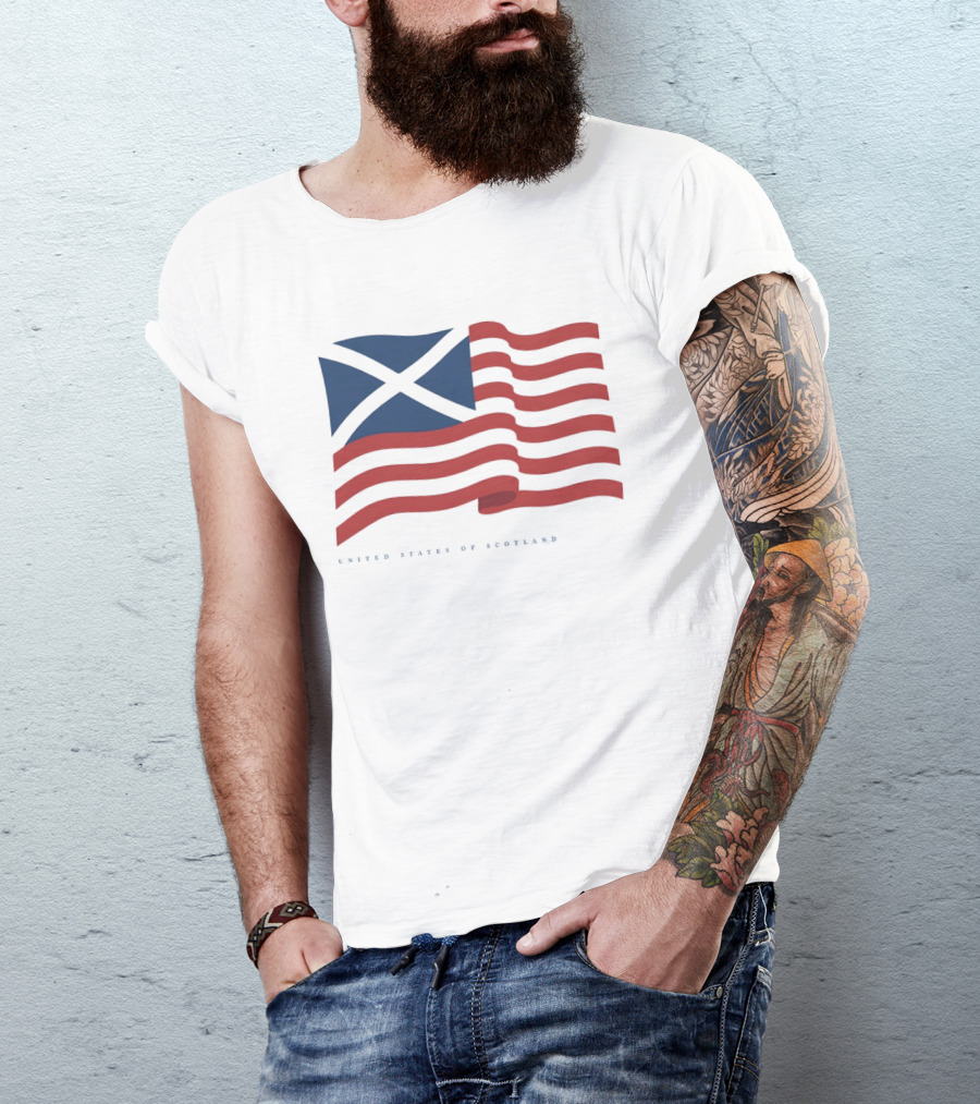 United States Of Scotland Flag USA Scottish American Symbol Mashup T-Shirt