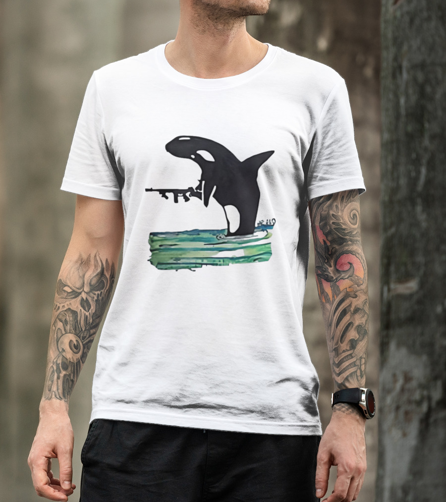 Orca Whale Holding A Machine Gun T-Shirt