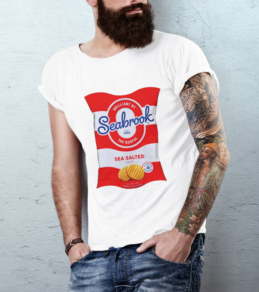 Seabrook Brilliant By The Bagful Sea Salted Flavour Since 1945 Crinkle Cut Crisps Gluten Free Vegetarian T-Shirt